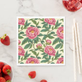 ピンク、緑、黄色のChinoiserieフローラ スタンダードランチョンナプキン (インサイチュ)
