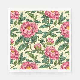 ピンク、緑、黄色のChinoiserieフローラ スタンダードランチョンナプキン