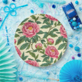 ピンク、緑、黄色のChinoiserieフローラ ペーパープレート (パーティー)