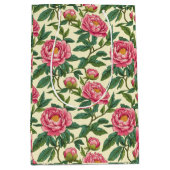 ピンク、緑、黄色のChinoiserieフローラ ミディアムペーパーバッグ (正面)