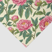 ピンク、緑、黄色のChinoiserieフローラ 薄葉紙 (詳細)