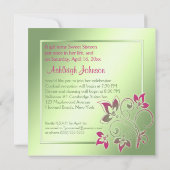 ピンク、緑、黄色のSweet sixteen招待状 招待状 (裏面)