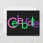 ピンク、緑、黒ブロック誕生日パーティーの招待状 招待状 (裏面)