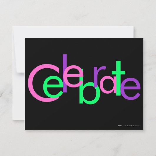 ピンク、緑、黒ブロック誕生日パーティーの招待状 招待状 (裏面)