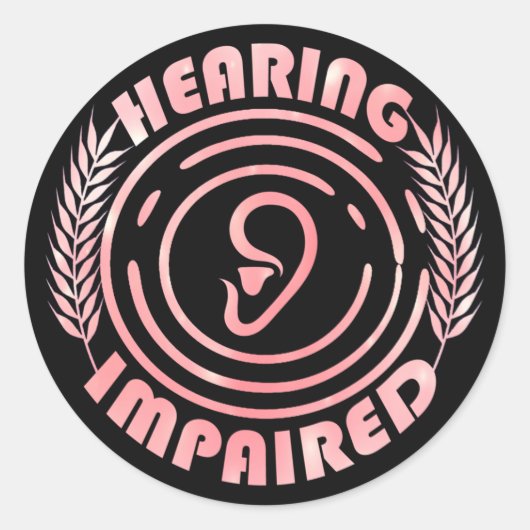 ピンク – 聴覚障害 ラウンドシール (正面)