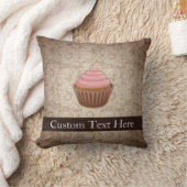 ピンク/茶色のカップケーキ クッション (ブランケット)