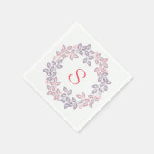 ピンク、薄紫、植物性リースパーソナライズされた、 スタンダードカクテルナプキン (角)
