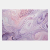 ピンク、薄紫、紫の大理石パターン ラッピングペーパーシート (正面)