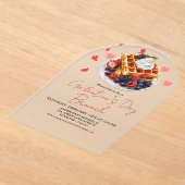 ピンク&赤いハートバレンタインズデイブランチパーティー アクリル招待状 (レイダウン)