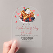 ピンク&赤いハートバレンタインズデイブランチパーティー アクリル招待状 (インサイチュ (ポータブル))