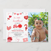 ピンク&赤いハートバレンタインデー2 招待状 (正面)