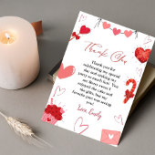 ピンク&赤いハートバレンタイン誕生日サンキューカード 案内状