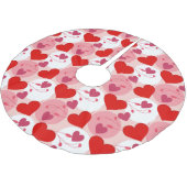 ピンク&赤いハートロマンチックなバレンタインデーのパターン ブラッシュドポリエステルツリースカート (アングル)