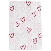 ピンク&赤いハート抱き枕 ミディアムペーパーバッグ (正面)