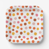 ピンク、赤および黄色の水玉模様紙プレート ペーパープレート (正面)