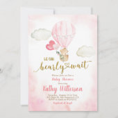 ピンク – 赤ちゃんのシャワー待つことができる 招待状 (正面)