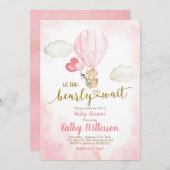 ピンク – 赤ちゃんのシャワー待つことができる 招待状 (正面/裏面)