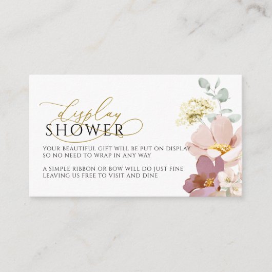 ピンク&赤ワイルドフラワーディスプレイシャワーチケット エンクロージャーカード (正面)