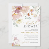 ピンク&赤ワイルドフラワーブライダルシャワー招待 招待状 (正面)