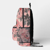 ピンク、赤面、赤いポピーの花柄 プリントバックパック (右)