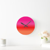 ピンク、赤、オレンジのグラデーション ラウンド壁時計 (ホーム)