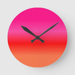 ピンク、赤、オレンジのグラデーション ラウンド壁時計