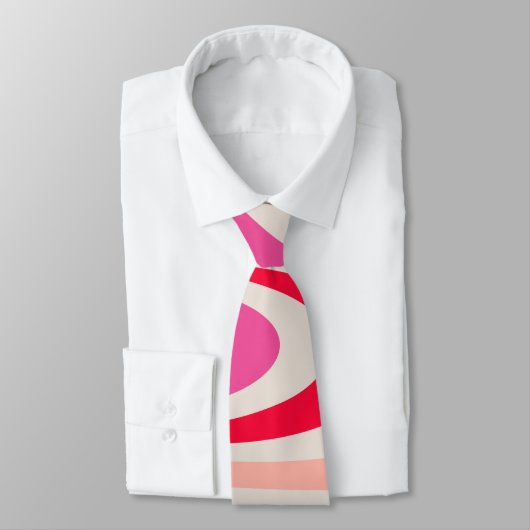ピンク、赤、グレーのレトロ抽象芸術旋回デザイン ネクタイ (タイ)
