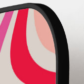 ピンク、赤、グレーのレトロ抽象芸術旋回デザイン ピックルボールラケット (左詳細)