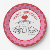 ピンク/赤「ハート妖精」©誕生日 ペーパープレート (正面)