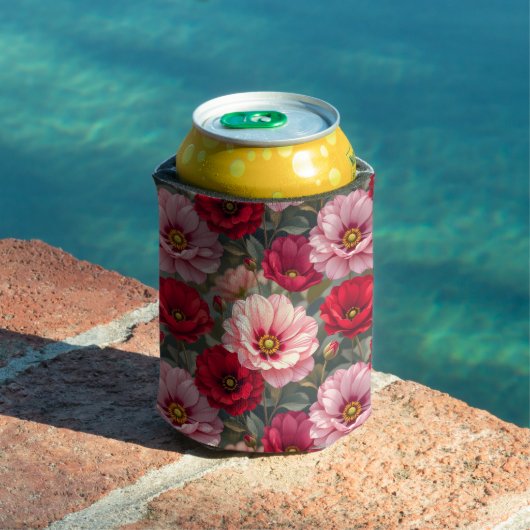 ピンク、赤、モーブの花 缶クーラー (インサイチュ プール)