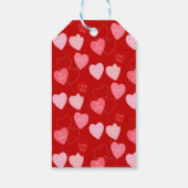 ピンク、赤、白のバレンタイン・キャンディ・ハート ギフトタグ (裏面)