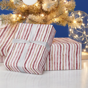 ピンク 赤 白 ストライプ クリスマス ラッピングペーパー