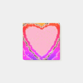 ピンク、赤、紫のハートと落下花びら ポストイット