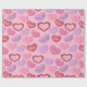 ピンク、赤、紫の愛のハート ラッピングペーパー (フラット)