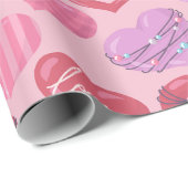 ピンク、赤、紫の愛のハート ラッピングペーパー (ロールコーナー)