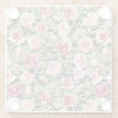 ピンク 赤 緑 薔薇 花 ガラスコースター (裏面)