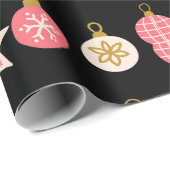 ピンク、赤、金ゴールドのクリスマスオーナメントラッピングパップ ラッピングペーパー (ロールコーナー)