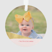 ピンク、赤、金ゴールドモダン初めてのクリスマス写真 オーナメント (裏面)