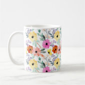 ピンク 赤 黄色の花 フラワー ウォーターカラー  コーヒーマグカップ (左)