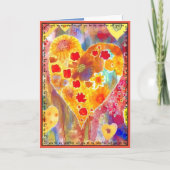 ピンク、赤、黄色、青のバレンタインカード カード (正面)