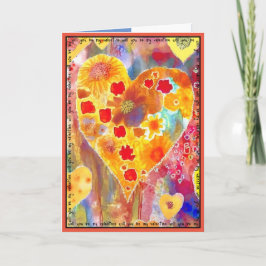 ピンク、赤、黄色、青のバレンタインカード カード