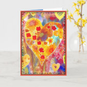 ピンク、赤、黄色、青のバレンタインカード カード (黄色い花)