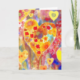 ピンク、赤、黄色、青のバレンタインカード カード