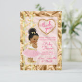 ピンク&金ゴールドありがとうエスニック·ベビーシャワーカード 招待状 (スタンド正面)