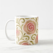 ピンク&金ゴールドおとぎ話ストーリーブックプリンセスバラ コーヒーマグカップ (左)