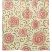 ピンク&金ゴールドおとぎ話ストーリーブックプリンセスバラ シャワーカーテン (正面)