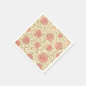 ピンク&金ゴールドおとぎ話ストーリーブックプリンセスバラ スタンダードカクテルナプキン (角)