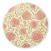 ピンク&金ゴールドおとぎ話ストーリーブックプリンセスバラ セラミックノブ (正面)