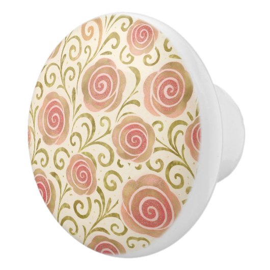 ピンク&金ゴールドおとぎ話ストーリーブックプリンセスバラ セラミックノブ (右)