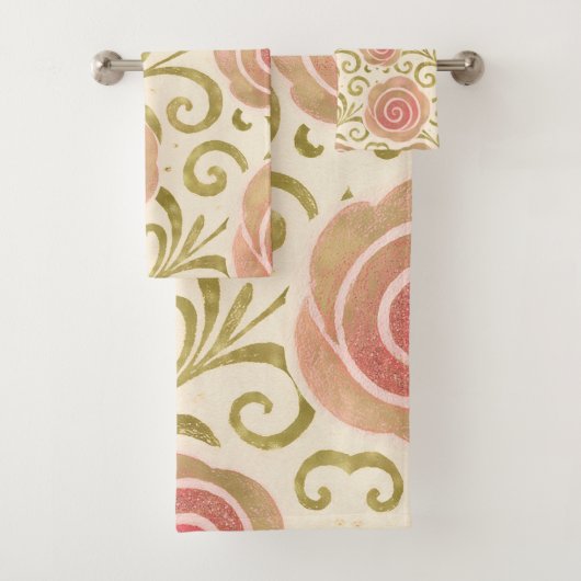 ピンク&金ゴールドおとぎ話ストーリーブックプリンセスバラ バスタオルセット (インサイチュ)